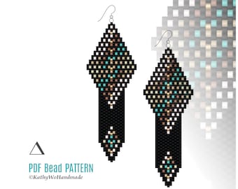 Seed Bead Earring Pattern, Peyote Stitch, Miyuki Delica Design for Jewelry Making Lovers