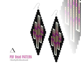 Beaded Earring Pattern, Peyote Stitch, Miyuki Delica Design, DIY Jewelry, PDF Pattern