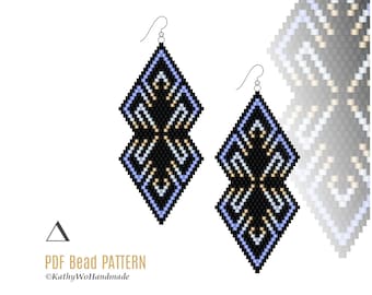Seed Bead Earring Pattern, Brick Stitch, Miyuki Delica Design, DIY Jewelry, PDF Pattern
