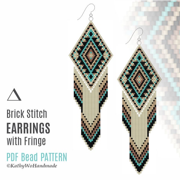 Brick Stitch Earrings, Native American Style, Earrings Pattern, Brick Stitch Earrings Pattern, Dangle Earrings Pattern, Seed Beads