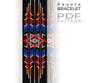 Ethnic Peyote Bracelet Pattern for Seed Beads, PDF Pattern