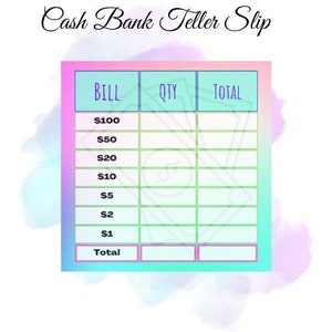 Cash Breakdown Teller Slip - PDF