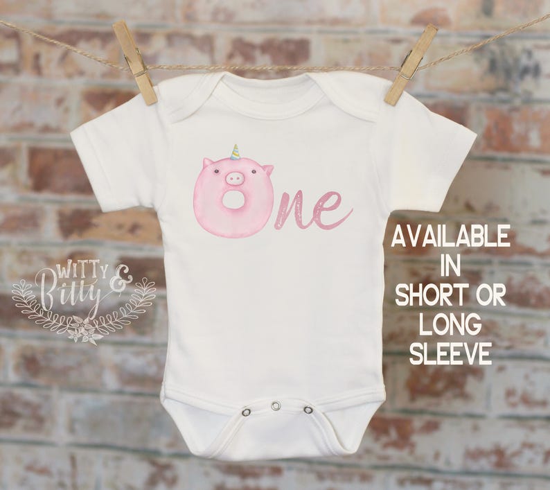 1st Birthday Gift Boho Baby Onesie One Pink Donut Pig Unicorn Birthday Girl Onesie 269D Cute Baby Clothes Pink First Birthday Onesie