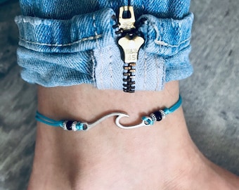 Ankle bracelet | Wave anklet | Personalised anklet | Personalized | Wanderlust anklet | Beach anklet | Anklet compass | Anklet for women |