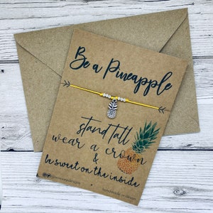 Pineapple bracelet | Pineapple charm | Positivity gift | Friendship bracelet | Summer bracelet | Pineapple quote | Girl power bracelet