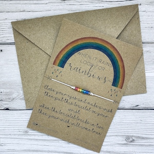 Rainbow bracelet | Rainbow quote | Smile for a rainbow | Look for rainbows | Happy gift | Feel good | Postitivity quote | Happiness quote