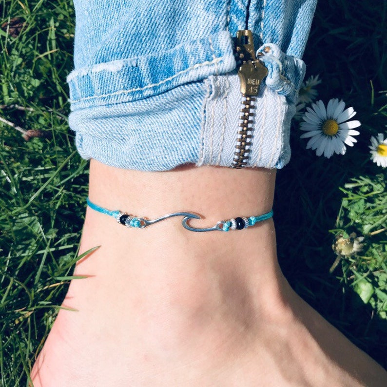 Ankle Bracelet Wave Anklet Personalised Anklet Etsy UK