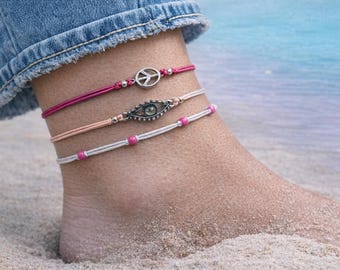 Womens anklet set | Summer anklet | Set of anklets | Beaded anklet | Sea anklet | Beach anklets | Womens anklets | Traveling anklet