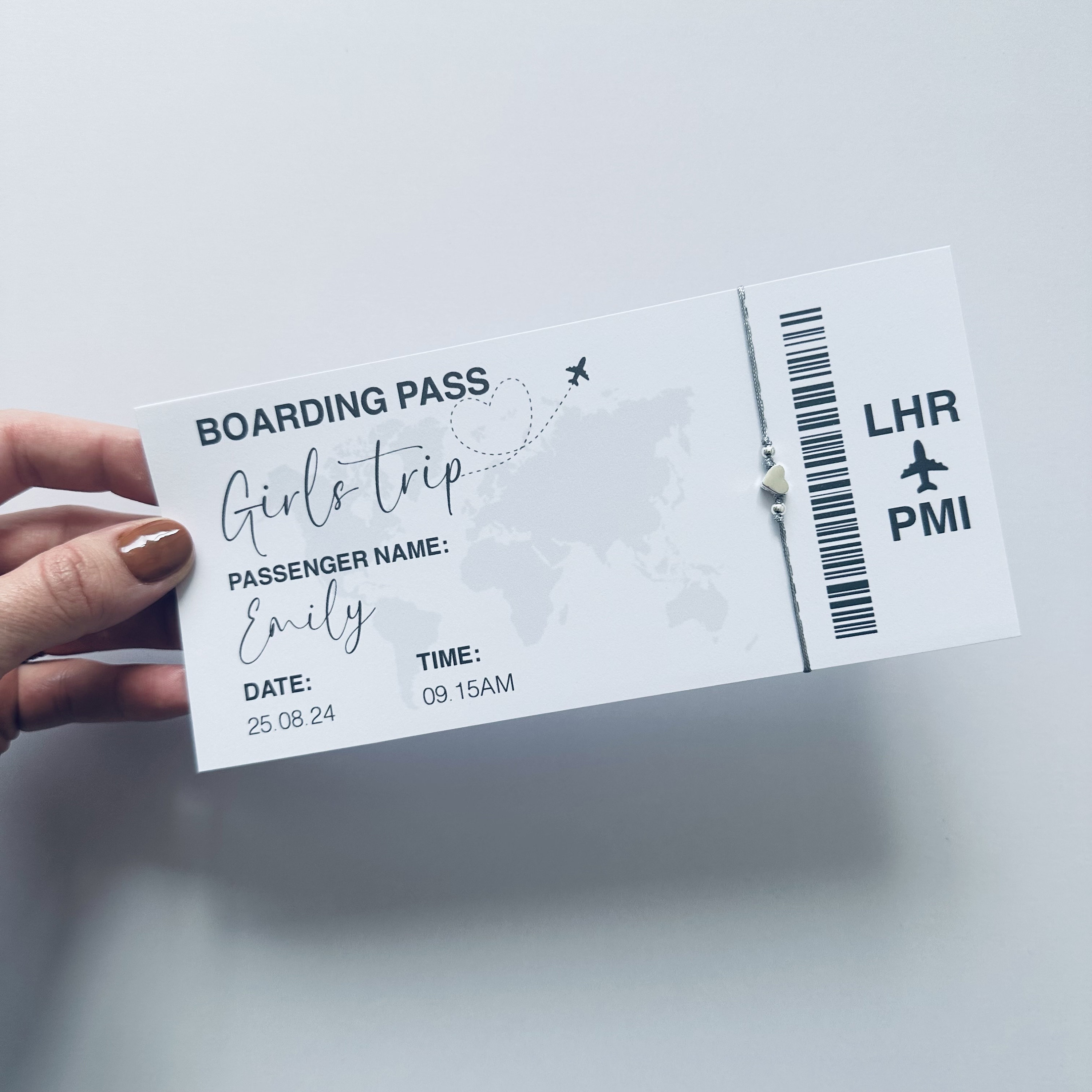 Girls weekend away bracelet | Girls trip plane ticket gift | Personlised plane ticket | Personlised girls trip gift | Girls holiday gift