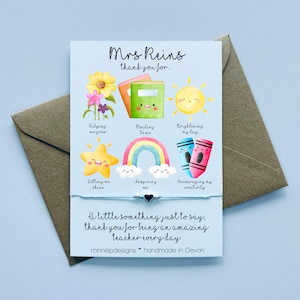 Merci carte de professeur | Bracelet Merci | Cadeau de remerciement | Cadeau pour professeur d'école | Cadeau de fin d'année | Cadeau scolaire | Cadeau de remerciement