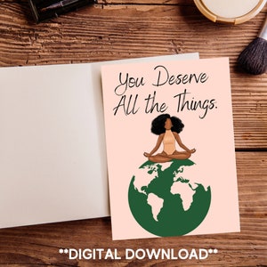 DIGITALER DOWNLOAD, Selbstpflege, Selbstliebe, Schwarze Freundinnen, Ermutigung, Melanin, Afroamerikaner, Black Queen, Grußkarte, Muttertag