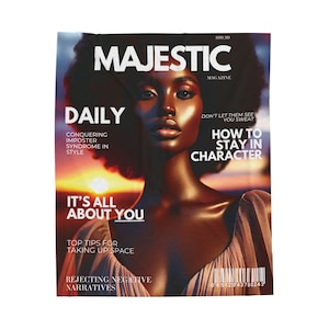 Plush Blanket, Positive Affirmation Black Model Magazine Cover Design, Gift for Any Occasion, Holiday Home Decor, Cozy Throw Blanket, Luxury
