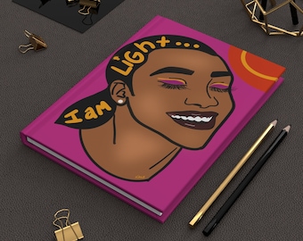 Positive Affirmation Journal | I am light Journal | Black Girl magic | Hardcover Journal | Self-Love | Boo