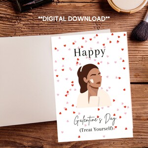 Carte de Saint-Valentin imprimable, Self care, Galentines Carte de Saint-Valentin, Encouragement, Carte de vœux, Galentines, Carte d’amis, Journée du spa