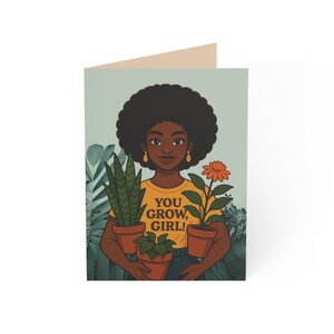 Você Cresce, Menina! Cartões de Saudação | Cartão Inspirador de Amante de Plantas | Incentivo de Amigas | Mãe Planta | Senhora Planta | Cartão de Afirmação Positiva
