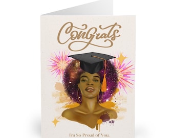 2022 2023 Graduate | Graduation Card | Congrats| Black Woman Greeting Card l Greeting Cards (5 Pack) | Congratulations | Black Queen |