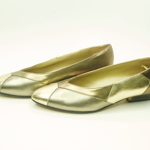 vintage gold color block flats - Jessica Scott size 7 shoes - glam flats in gold