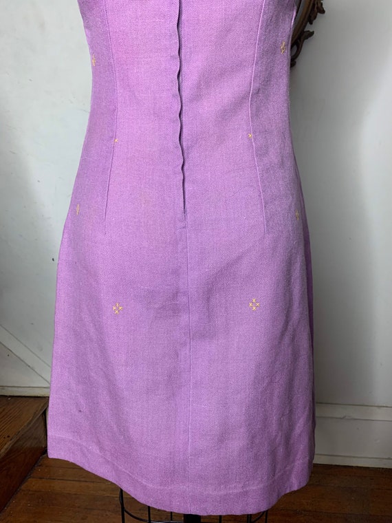Vintage handmade purple linen dress with butterfl… - image 5