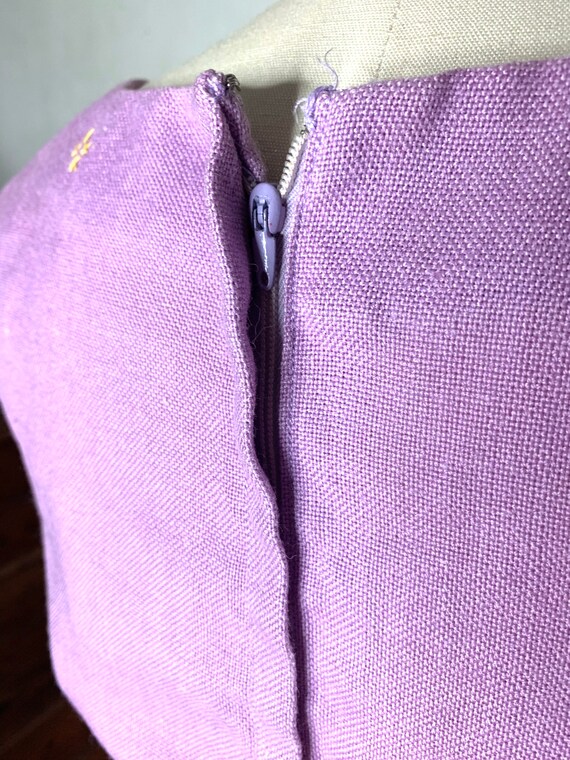 Vintage handmade purple linen dress with butterfl… - image 6