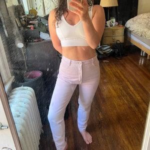 Vintage BONGO high waisted pink jeans - 100 percent cotton pale pink denim