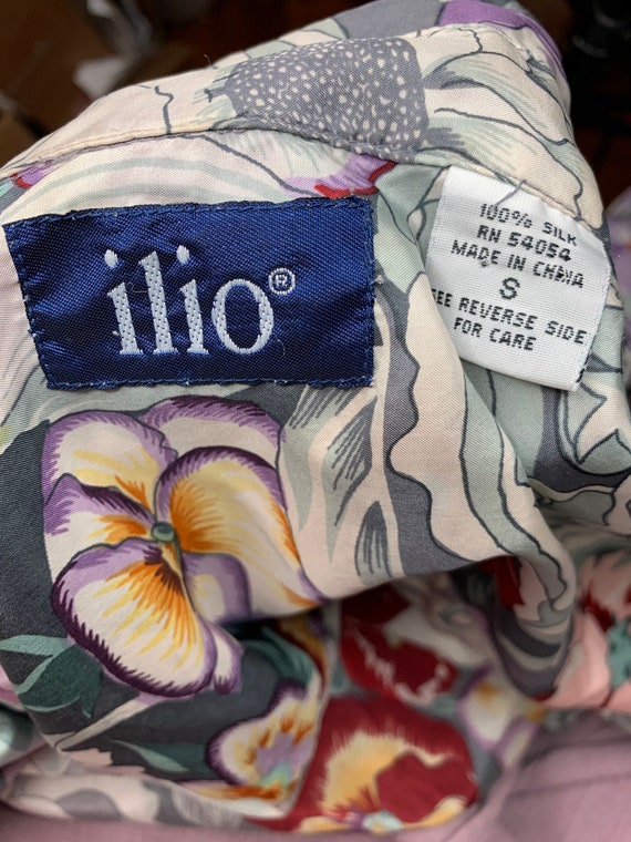 vintage floral silk shirt - ilio 100% silk blouse… - image 3