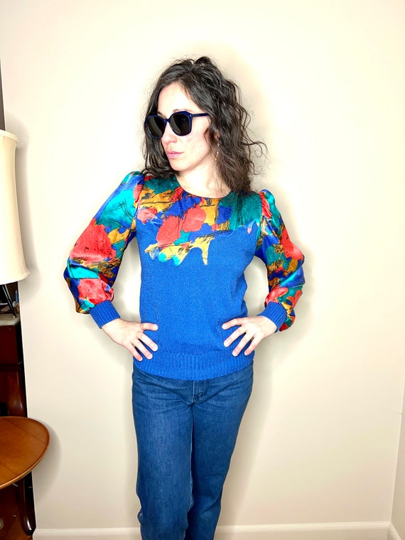 Vintage Anthony Sacari knit and satin sweater - u… - image 1