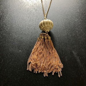 White and Gold Bohemian Tassel Necklace