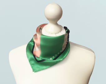 The Stella Scarf Luxury scarf, printed, Special gift idea for mum, square silk, ethical , Art Deco, geometric neckerchief