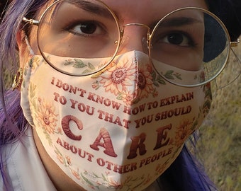 Sunflower Cottagecore Adjustable Facemask with Filter