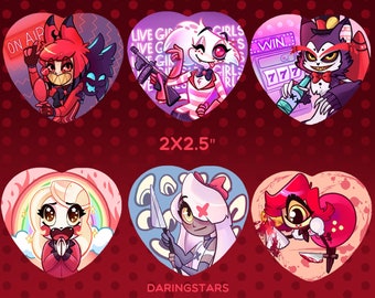 Hazbin Hotel Heart Buttons