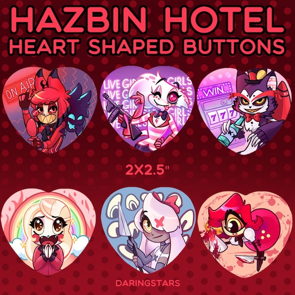 Hazbin Hotel Heart Buttons