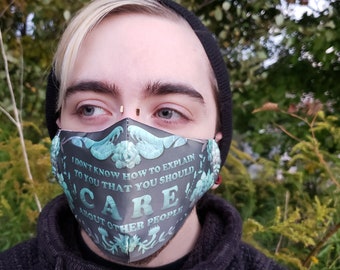 Succulent Dark Cottagecore Adjustable Facemask with Filter