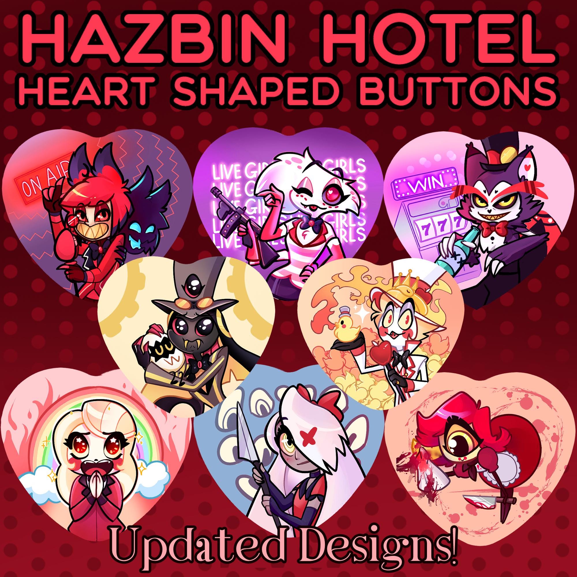 Hazbin Hotel Heart Buttons - Etsy