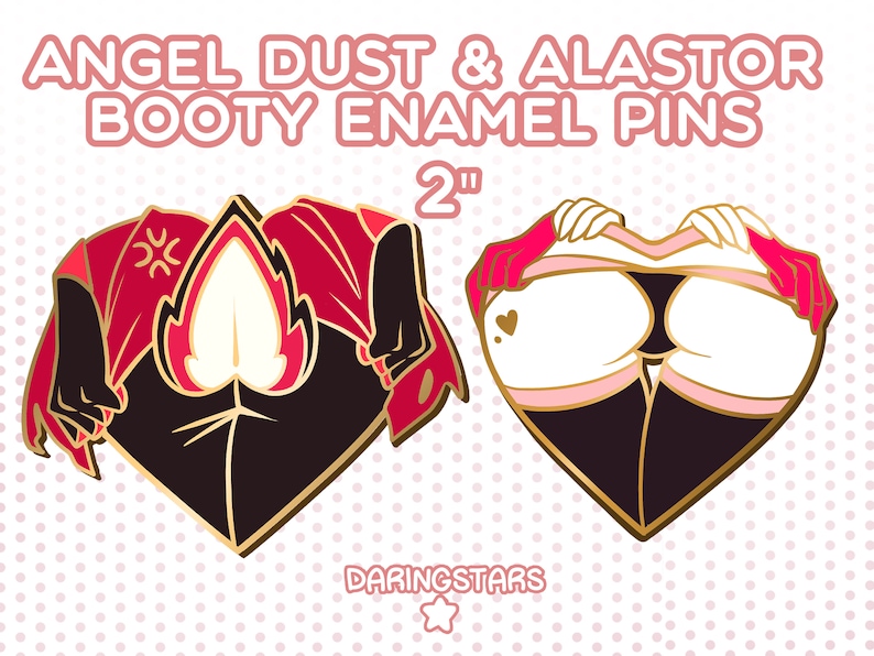 Angel Dust Alastor Booty Enamel Pin PREORDER image 1