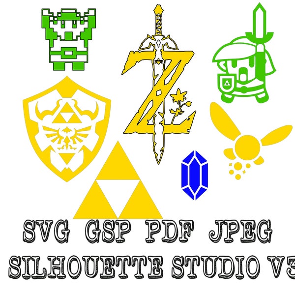 7 Legend Of Zelda Svg Pdf Jpeg Gsp Silhouette Studio For silhouette cameo and other cutters