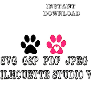 2 Cat Dog Heart Pet Paw Svg Pdf Jpeg Gsp Silhouette Studio For silhouette cameo and other cutters