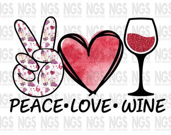 Free Peace Love And Wine Svg SVG PNG EPS DXF File