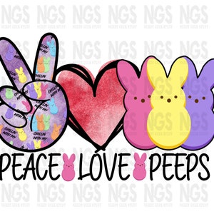 Peace Love Peeps heart sublimation ready PNG