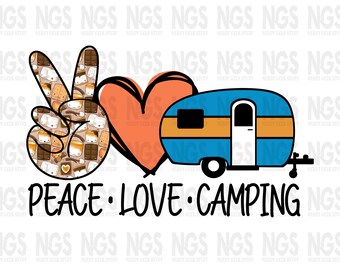 Paz Amor camping coração sublimação pronto PNG