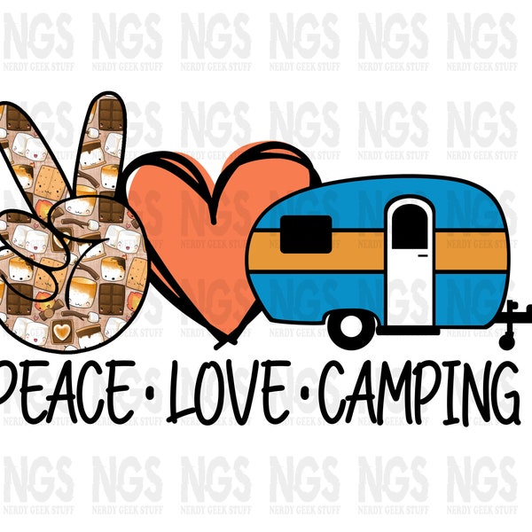 Peace Love camping heart sublimation ready PNG