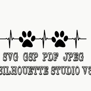 Pet Paw Heartbeat vinyl Decal Svg Pdf Jpeg Gsp Silhouette Studio For silhouette cameo and other cutters