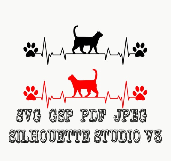 Download Cat Heartbeat With Paw Vinyl Decal Svg Pdf Jpeg Gsp Silhouette Etsy PSD Mockup Templates