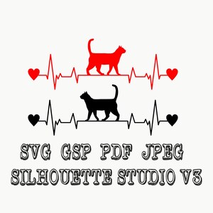 Cat Heartbeat Vinyl Decal Svg Pdf Jpeg Gsp Silhouette Studio For silhouette cameo and other cutters
