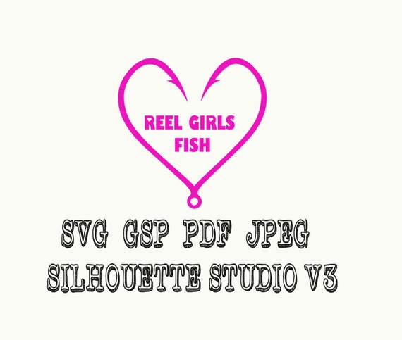 Download Reel Girls Fish Hook Heart Fishing Hunting Logo Vinyl Decal Svg Pdf Jpeg Gsp Silhouette Studio