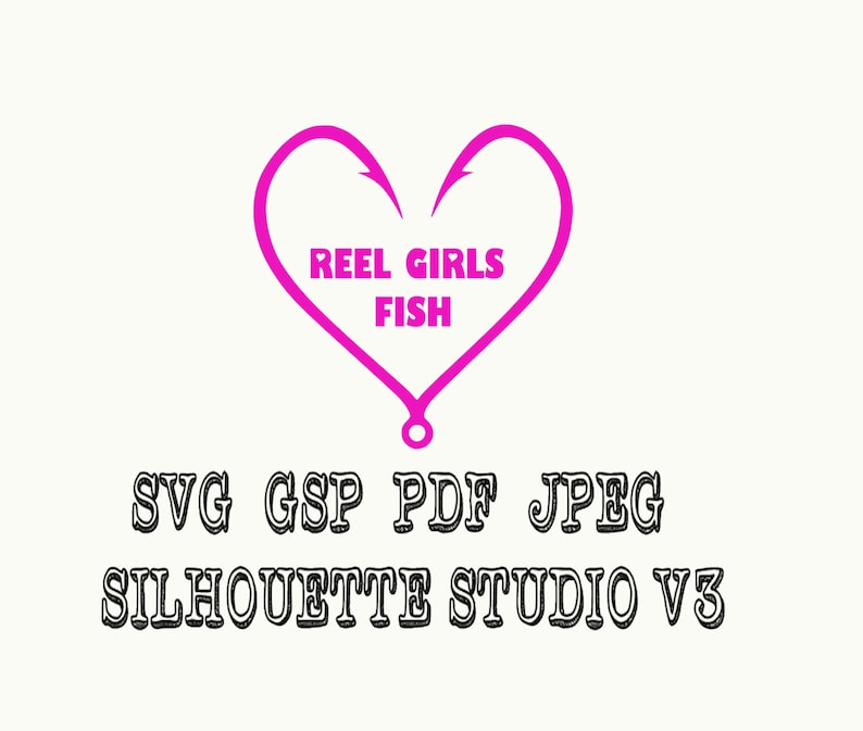 Download Reel Girls Fish Hook Heart Fishing Hunting Logo Vinyl ...