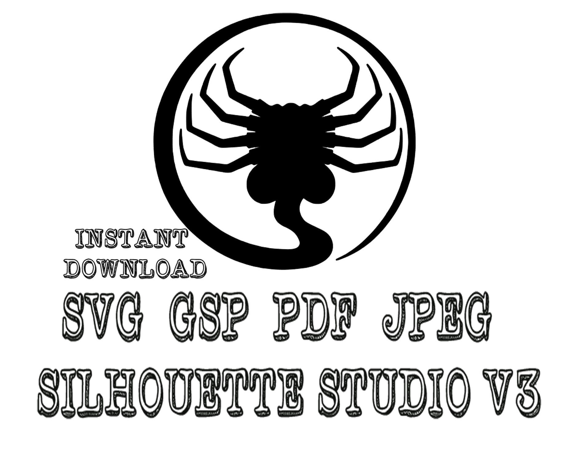 Alien Facehugger - xenomorph Svg Pdf Jpeg Gsp Silhouette Studio For silhouette cameo and other cutters