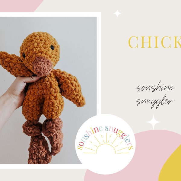 Küken Crochet Snuggler | Küken Lovey | Baby-Dusche-Geschenk | Kleinkind Geschenk | Küken Spielzeug für Kinder | Küken Kuscheltier