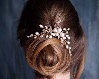 Pearl bridal hair comb Floral wedding hair comb Wedding hair accessories Crystal pearl hair comb wedding headpiece Bridal hair piece