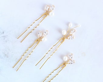 Gold wedding hair pins CZ hair pins bridal Hair accessories Crystal hair pins Gold wedding hair accessories Crystal bridal pin Bridesmaid