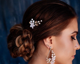 Branch bridal hair pins Crystal hair pins for wedding Bride head pieces Bridesmaid headpiece Side hair comb fine hair